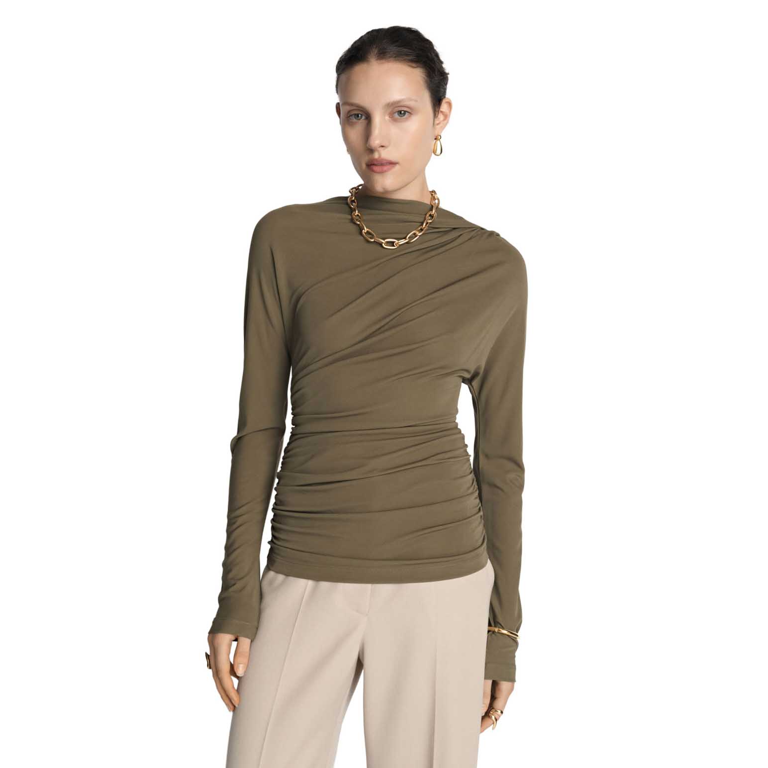 Veronika Maine Asymmetric Draped Neck Top